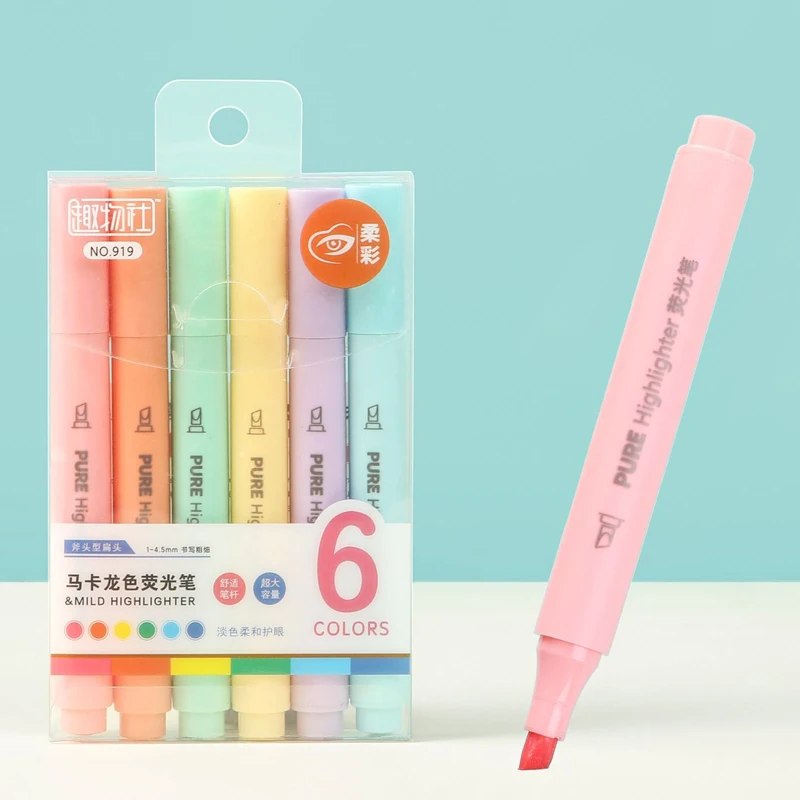 Pastel Highlighter Set Double Ended - 6 SZTUK pastelowych zakreślaczy - zestaw